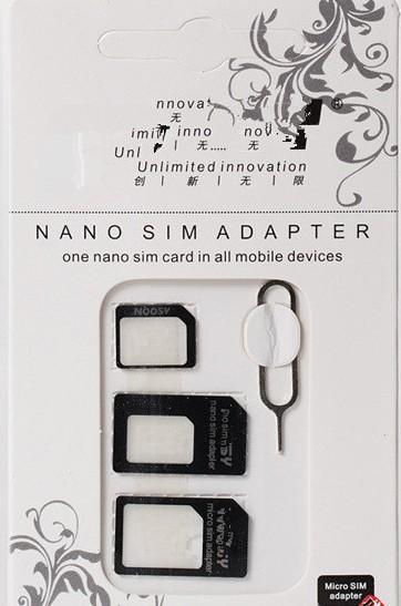 100 Pcs/Lot 4 in 1 Micro Sim Adapter Nano Sim Card Adapter Stander With Eject Pin Key Mobile Phone Accessories