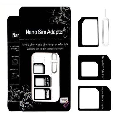 Noosy 4 In 1 Nano SIM Card & Micro Sim & Standard Adapter Converter Sets With Eject Pin Key For iPhone 4/4S/5/5S/6 & Free DHL Shipping