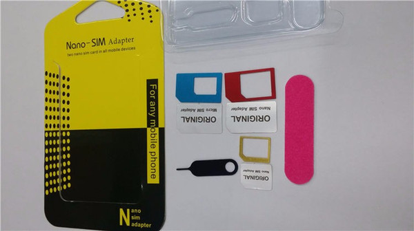 5 in1 Aluminum Metal Nano SIM Card to Micro SIM standard Adapter For iPhone 5s se 6 Plus S6 Edge Converter Eject Pin