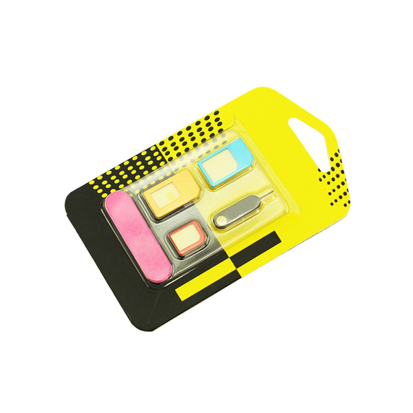 Etmakit 5 in 1 Nano Sim Card Adapters + Regular & Micro Sim + Standard SIM Card & Tools For iPhone 4 4S 5 5c 5s 6 6s Retail Box