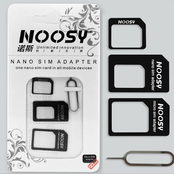 NOOSY 4in1 Nano Sim Standard Phone Card Converter Micro SIM Adapter SIM Card Pin for Iphone 6 Plus All Mobile Devices