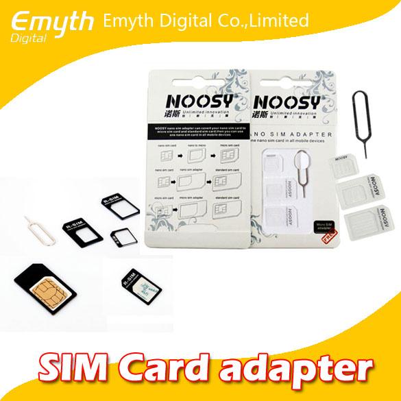 Nano SIM Card to Micro SIM Card Standard Adapter Converter Eject Pin Set 4 in 1 For iPhone 4 4S Galaxy S4 S5 with retail packing