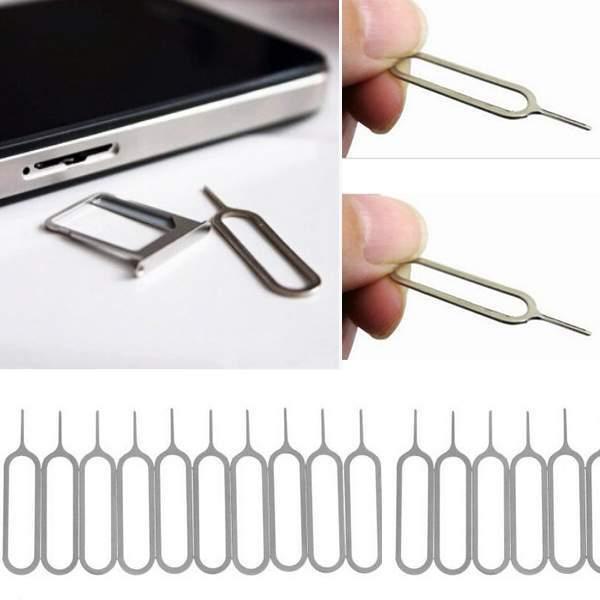 Wholesale-Wholesale 50pcs Sim Card Tray Ejector Eject Pin Open Key Removal Tool for Phone5/6S SamSung Free Ship
