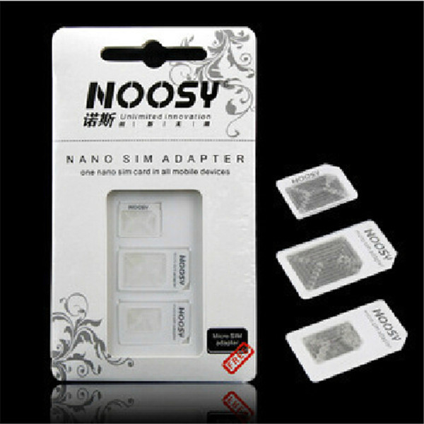 4 In 1 Noosy Nano Micro SIM Adapter Eject Pin For Iphone 5 For Iphone 4 4S With SIM Card Retail Box High Quality
