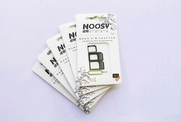Nano SIM Card to Micro SIM Card Standard Adapter Converter Eject Pin Set 4 in 1 For iPhone 4 4S Galaxy S4 S5 with retail packing