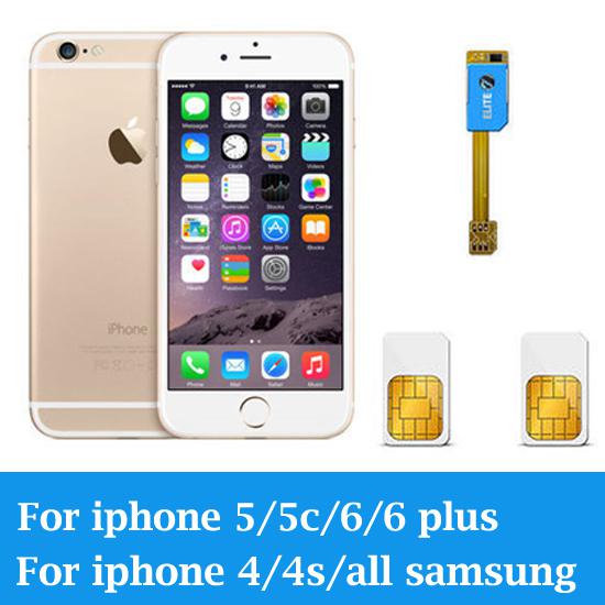 Wholesale-Dual 2 Sim Card Adapter Slot For For Android For iPhone 4 4s 5 5s 5c 6 6plus,For Samsung Galaxy S4 S5 S6 Note