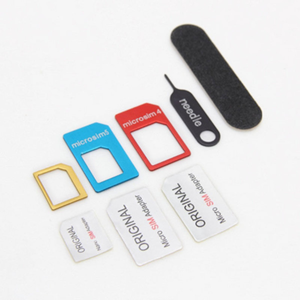 5 in 1 Nano SIM Card to Micro Standard Coverters Adapter Adaptor Set for iPhone Accessories