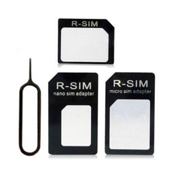4 in 1 Sim card Adaptor Slot Tray Nano Micro SIM Card to Standard Sim Card Adaptor Converter Set for iPhone 6 5 4S 4 with Eject Pin C06T1