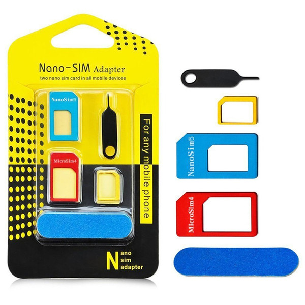 SIM Card Adapter Nano Slim Card to Micro & Standard Slim 5 in 1 with SIM Card Pin For All Mobile Phone Devices