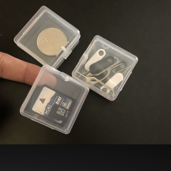 new SD Card mini Plastic Case box for eject pin Transparent mini storage box