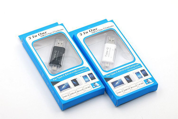 Type-C + MICRO V8 + USB OTG mobile phone multi-function card reader USB3.1 three-in-one 3 in 1 SD TF card reader