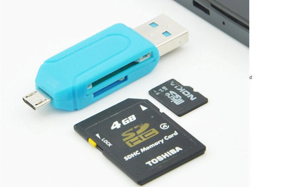 Micro + USB OTG Card Reader Universal Card Reader Mobile phone PC card reader OTG TF SD flash memory Wholesale