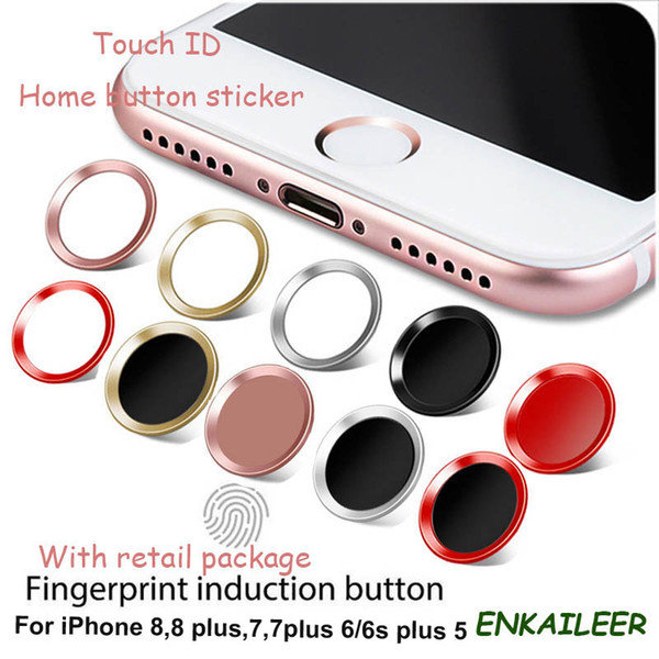 Touch ID Metal Aluminum alloy Home Button round protector Sticker Case For iPhone 8 plus 5 5S 6 plus 6s 7 plus