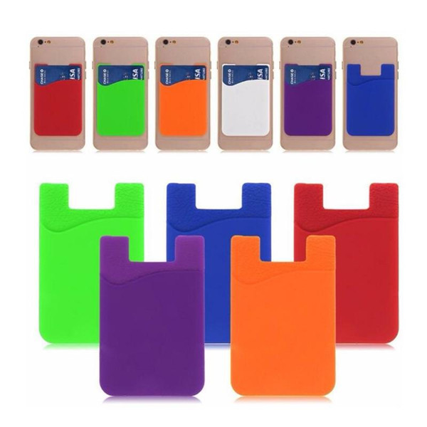 Ultra-slim Self Adhesive Silicone Stick-on Credit Card Id Wallet Case Pouch Sleeve Pocket for Smartphones Mix Colors