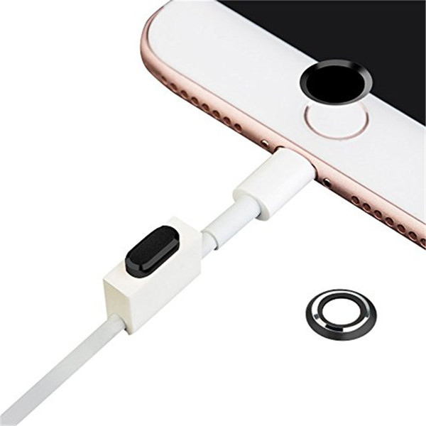 Anti-dust Dust Plug Set Camera Lens Protective Case Cover with Home Button Sticker for iPhone 8 / 7