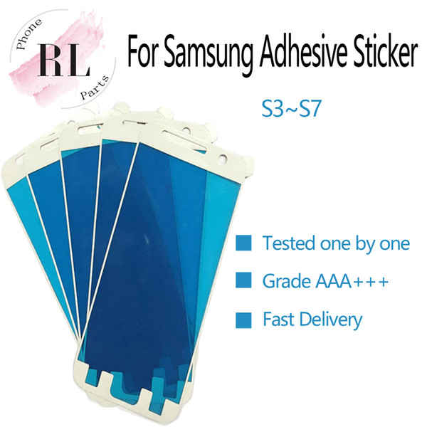 100pcs Adhesive Sticker lcd touch screen front outer lens glass frame For Samsung Galaxy S7 S6 S5 S4 S3 sticker