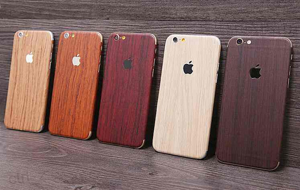 Luxury Wood Grain Design Full Body Sticker Case Cover For Apple Iphone 6 6S Plus samsung S6 S7 edge