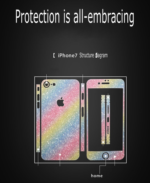 2018 new Glitter Bling Shiny Full Body Sticker Matte Skin Screen Protector For iphone7 7plus 6 6S plus 5 5S iphone 8 plus 6p/6sp Front+Back