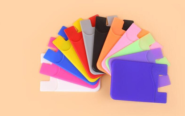 Silicone Wallet Credit Card Cash Pocket Sticker Adhesive Holder Pouch Mobile Phone 3M Gadget iphone Samsung