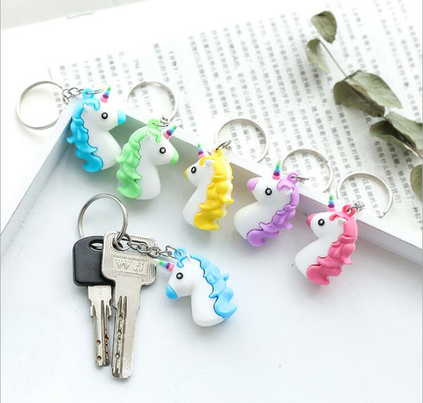 Universal Key Chain Unicorn Mini Car Keychain Mobile phone chain Lovely Sweet Minimalistic Personality Creative Bag Pendant 170