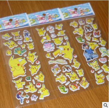 2018 3D Cartoon Sticker Pikachu Wall Stickers UV Wallpaper Nursery Children Kids Bedroom Wall paster Kindergarten Reward 6.75*16.9cm