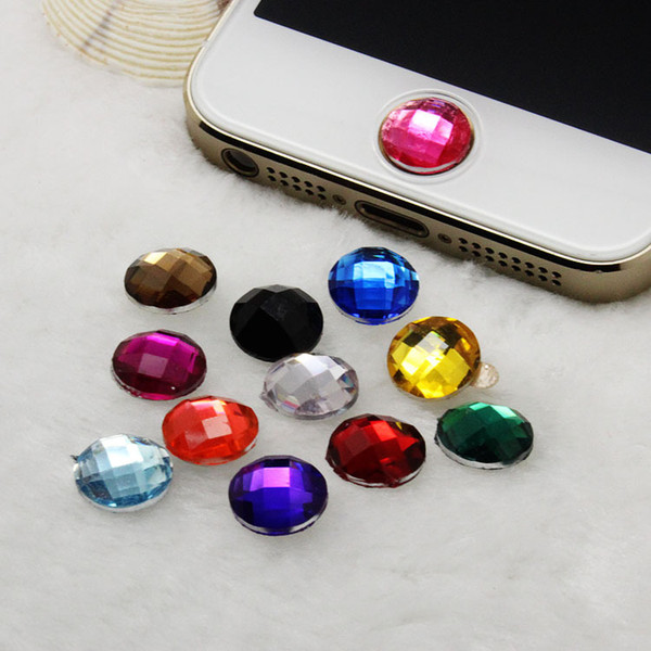 Wholesale-50pcs Diamond Bling Rhinestone Stickers cabochon crystal home button sticker for Apple iPhone 5 4S 4 4G 3GS home button Decals