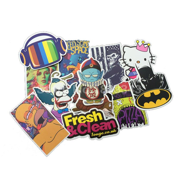 Wholesale-100pcs Stickers Skateboard Snowboard Vintage Vinyl Sticker Graffiti Laptop Luggage Car Bike Bicycle Decals mix Lot Fashion Cool