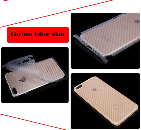 Matte Leather Checker Carbon Fiber Skin Full protective cover Back sticker For Iphone 7 Plus 6 6S 5 5S Clear Guard protector stickers 10pcs
