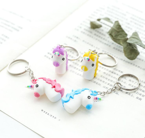 Wholesale Universal Key Chain Unicorn Mini Car Keychain cartoon Mobile phone chain Lovely Minimalistic Personality Creative Bag Pendant 170