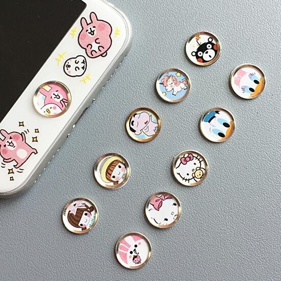 Cute cartoon apple 6 button sticker iphone7plus phone home key 6s fingerprint identification 5s metal paste for iPhone X iPhone8