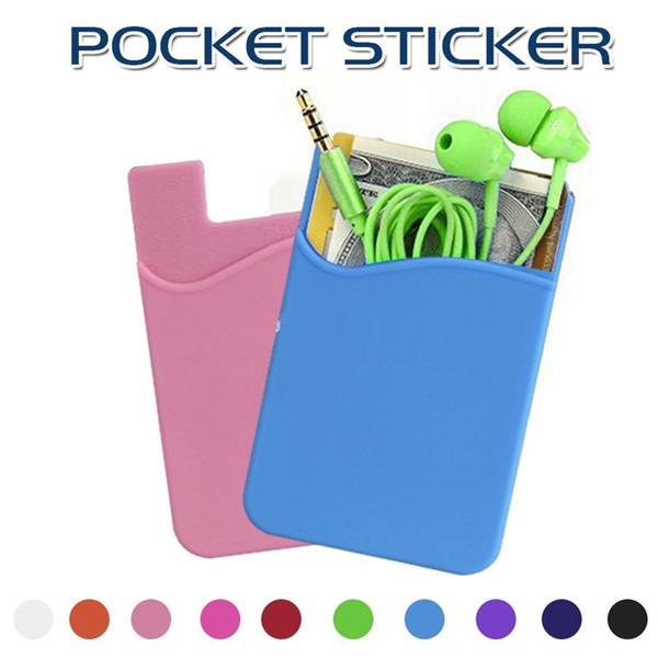 Ultra-slim Self Adhesive Credit Card Wallet Card Set Card Holder Colorful Silicon For Smartphones For iPhone 8 Plus X 7 6S Sumsung S8 c007