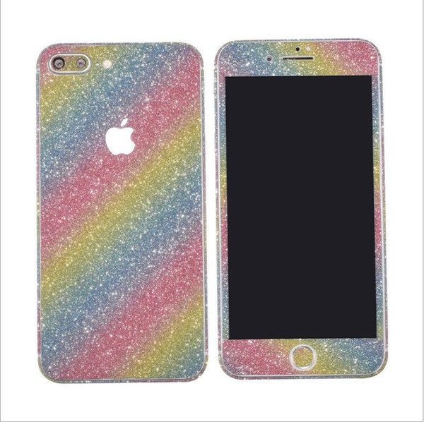 Glitter Bling Shiny Full Body Sticker Matte Skin Screen Protector For iphone7 7plus iphone 8 plus 6p/6sp Front+Back decals fashion Stickers