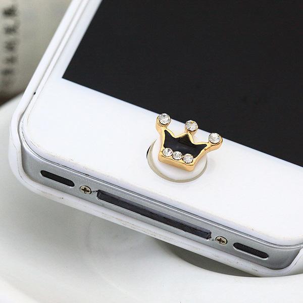 Wholesale-2015 hot sale selling new style luxury diamond jewelry bow power button stickers crown rhinestone home key sticker for iphone