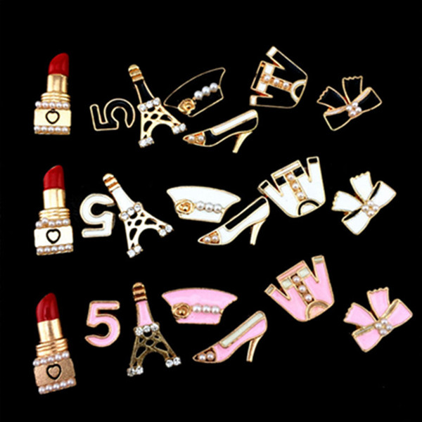 Wholesale-1 Set/7 Pcs Alloy Mobile Phone Stickers DIY Cell Phone Styling Decoration Sticker Phone Decor Stickers Set