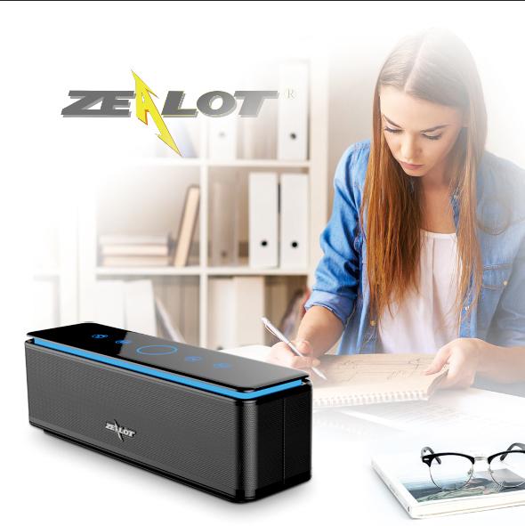 ZEALOT Wireless Bluetooth Speaker S7 portable Altavoces Altoparlante Touch Panel SD Card Deep Bass 4Drivers Stereo 100000mAh Battery