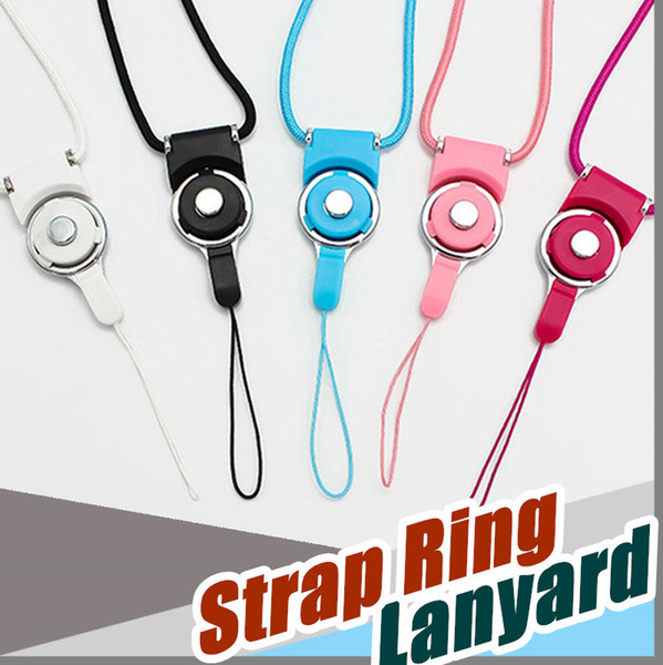 Universal Phone Rotatable detachable Neck Strap Ring Lanyard Charms for iphone 7 7s Plus Samsung 8 Edge Drives ID Cards holder 500pcs DHL