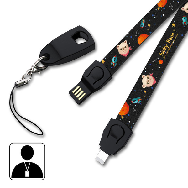 Mobile Phone Straps With Cables Type C Neck Lanyard Mobile Phone Data Cable Apple Android Type-c Multi-function Braided Fast harge USB