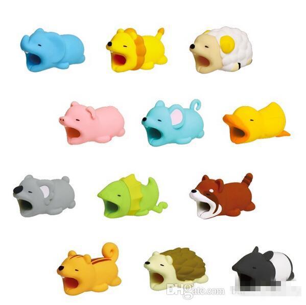 Hot Cable Bite 36styles animal bite cable Protector Accessory toy cable bites dog pig elephant axolotl for iPhone smartphone Charger Cord