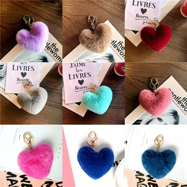 Plush Heart Cell Phone Charm DIY Soft Hair Ball Phone Key Chain Pendant For Universal Fashion Cellphone Women Bags Accessories Free DHL 802