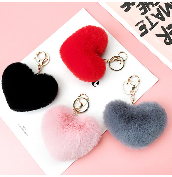 Plush Heart Cell Phone Charms DIY Soft Hair Ball Phone Key Chain Pendant For Universal Fashion Cellphone Women Bags Accessories Free DHL 802