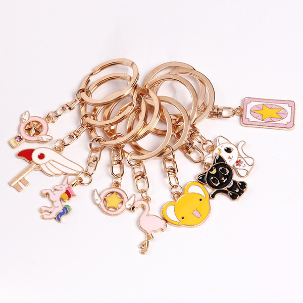 Wholesale Cell Phone Straps Charms Cartoon key ring unicorn Keychain color doll material metal key ring hang buckle 158