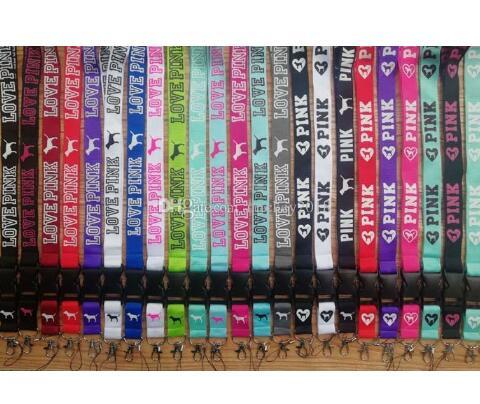 LOVE PINK LANYARD 15 COLORS available ID card Mobile phone neck keychain lanyards FOR CELL PHONE Love Pink STRING NECK STRAP Free Shipping