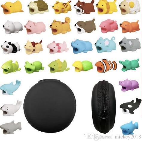 2019 Cute Cable Bite animal Protector Accessory toys cable bites dog pig elephant axolotl for iPhone samsung smartphone Charger Cord