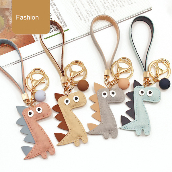 New Cute Cellphone Straps Charm Key Chains Colorful Dinosaur Creative cotton filled PU Key Chain For Cellphone Bags