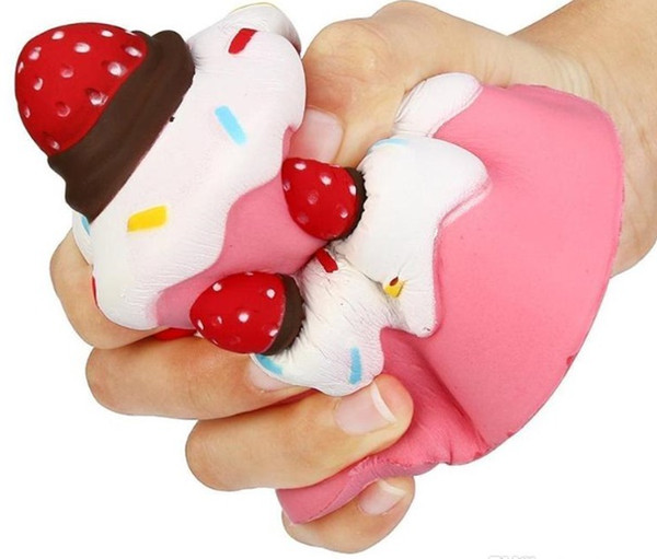 New realistic toy slow rebound PU simulation strawberry double cake cute squeeze music relief vent toys