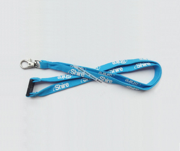 custom silk screen printed retractable school id tubular lanyard with safety buckle shy blue neck lanyards custom