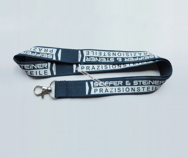 Custom logo Pretty and comfortable polyester printing black lanyard Silk Screen Print Gift 20MM Width Neck Lanyard Strap