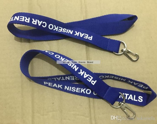 300pcs Royal Blue Polyester Neck Lanyard With White Logo Custom Print Silk Screen Lanyard For Conference Meeting Exhibition