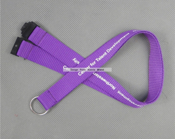 Whole New Custom Any Design Logo Silk Screen/Sublimation Purple Lanyard 20MM Width With Metal Swivel Hook Free Shipping