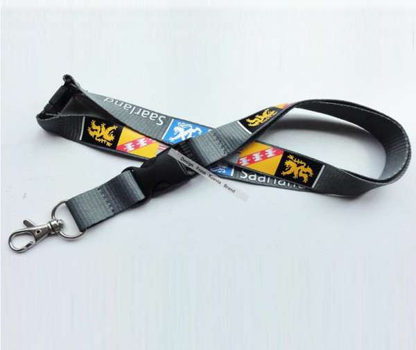 Popular Custom Logo Lanyards Silk Screen Print Logo Flag Text Promotion Gray Neck Lanyards With Detachable Buckle